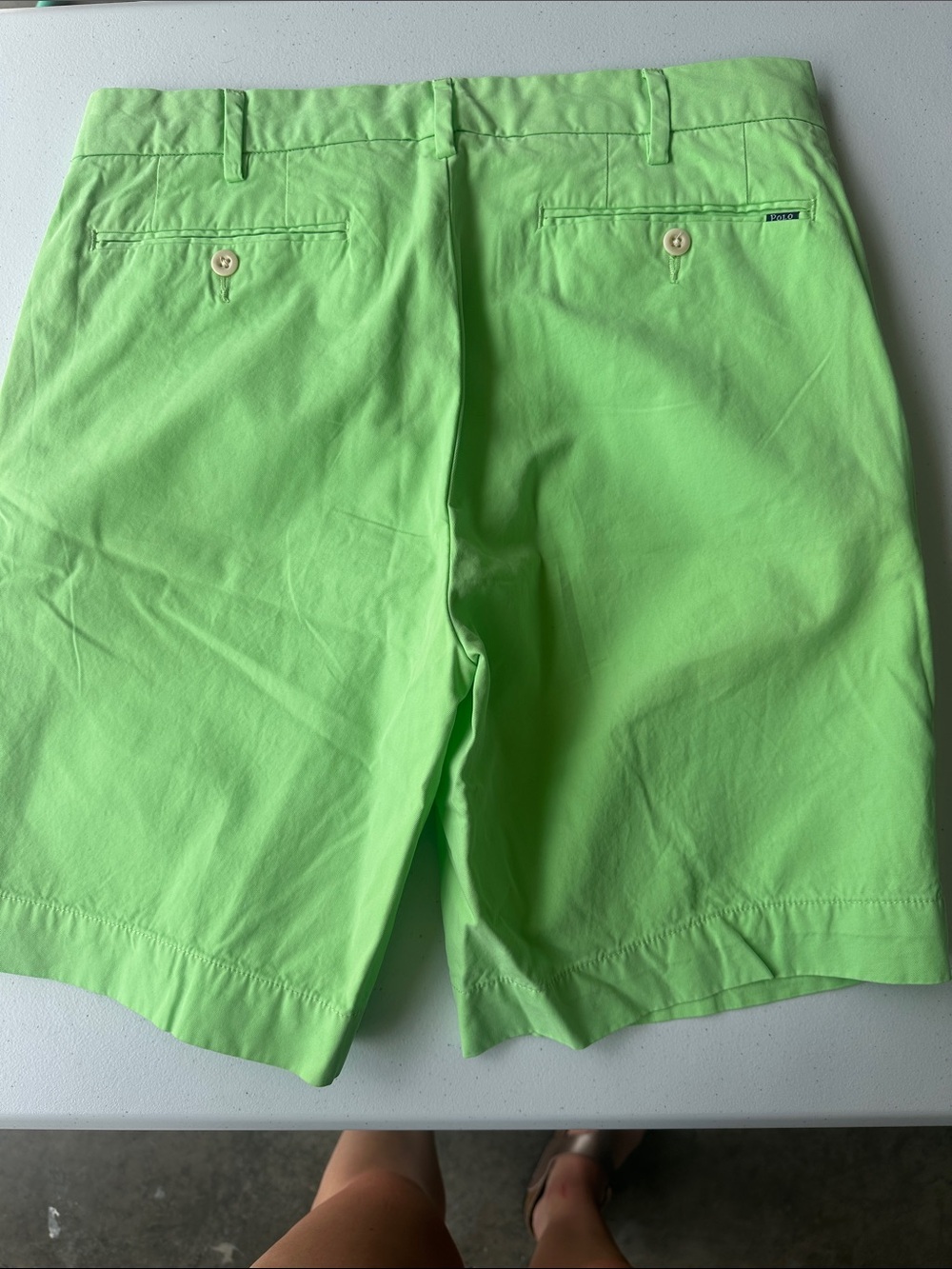 Polo by Ralph Lauren Neon Lime Green Men’s Flat Front Chino Shorts - Picture 6 of 6